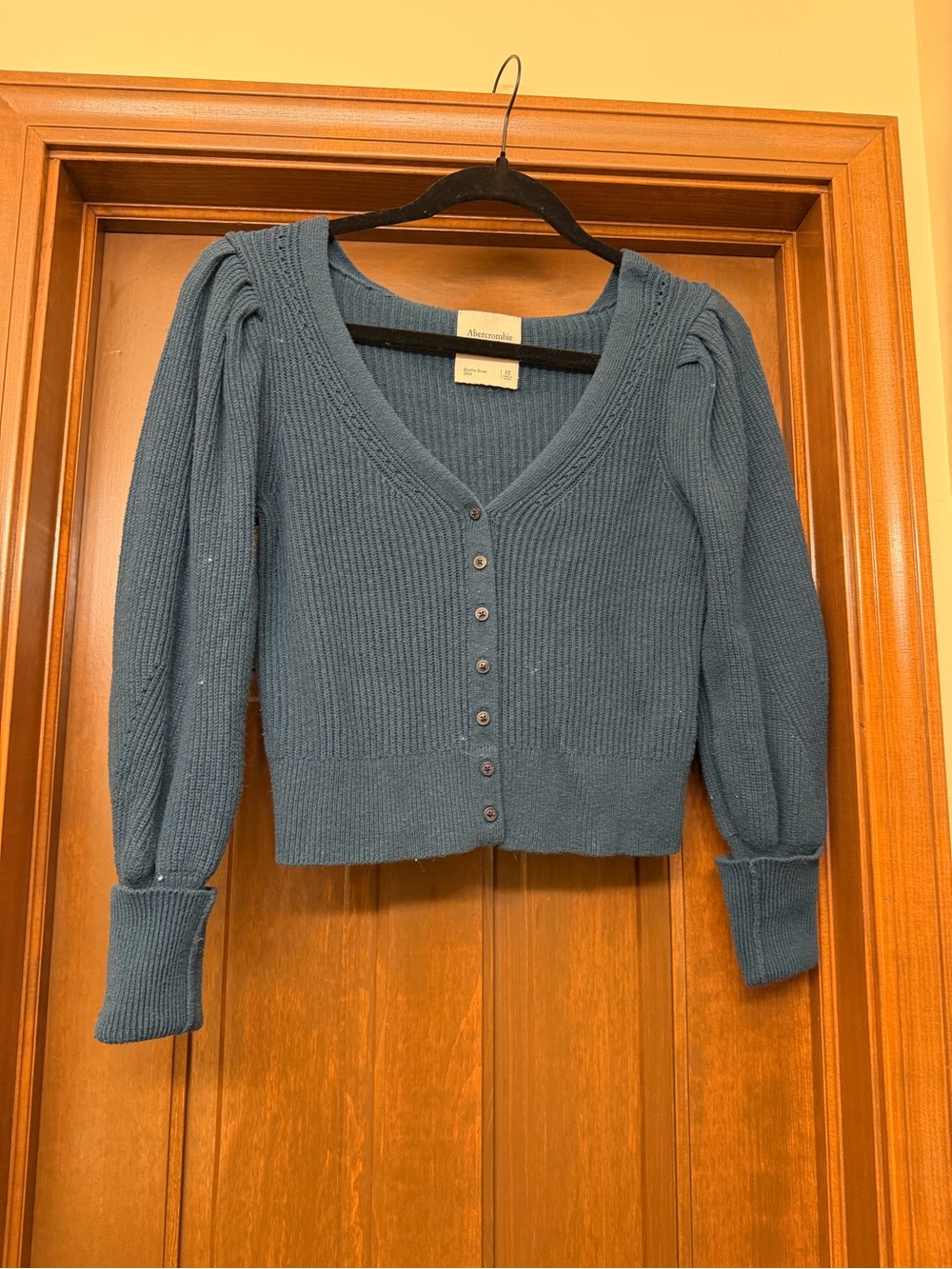 Abercrombie Dark Green V-Neck Ribbed Button Cardigan